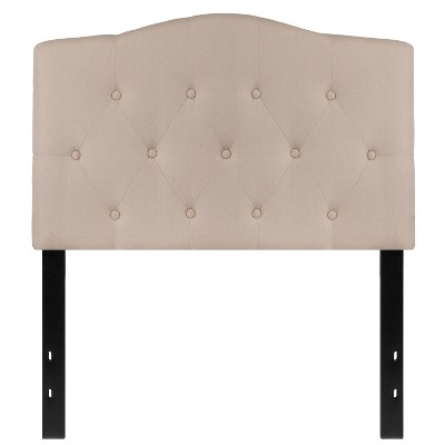 Emma And Oliver Tufted Upholstered Twin Size Headboard In Beige Fabric ...