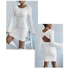 Coolmee Women's Bell Sleeve Sweater Dress Bodycon Crew Neck Slimming Knit Mini Dresses - 2 of 4