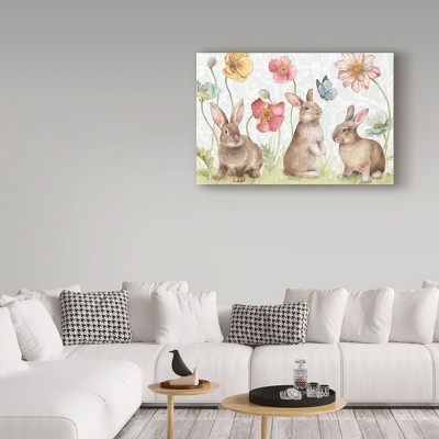 Spring Softies Bunnies Canvas Art with Colorful Flowers, 16" x 24"