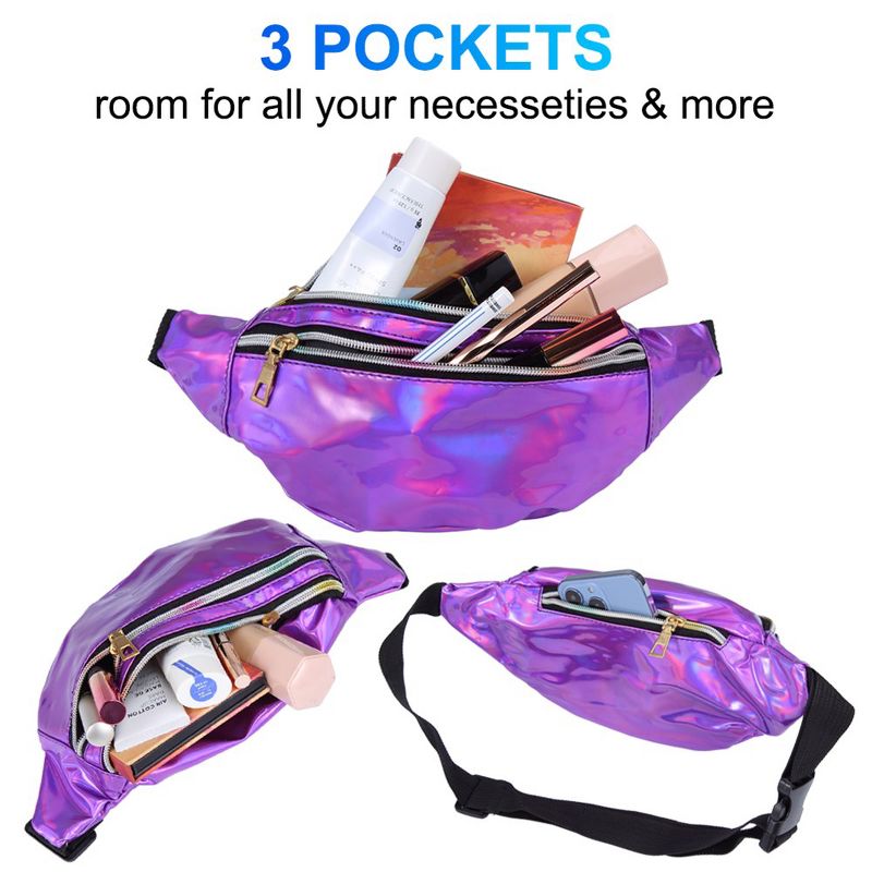 6pcs Waist Bag Pu Leather Outdoor Fashion Colorful Sports Multi-layer Fanny Pack For Traveling Running Partying, 5 of 7