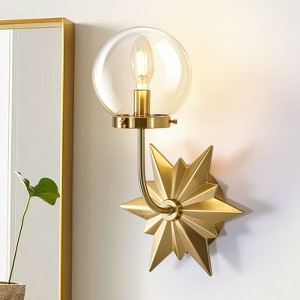 GTCLIGHTING Gold Vanity Wall Sconces, Modern Wall Lighting Fixture with Clear Glass Shade for Bathroom,Metal Wall Mount Lamp for Living Room - 1 of 4