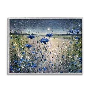 Stupell Industries Blooming Blue Flowers Night Moon Framed Giclee Art - 1 of 4
