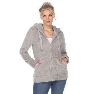 Women's Hooded High Pile Fleece Jacket - White Mark - 1 of 4