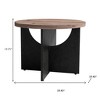 HomeRoots 18" Light Brown and Black Wood Round Cross Legs End Table - 3 of 4