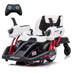 360°Rotation Electric Ride-on, 2.4G Remote Control, Blue Laser Shooting Sound, Bilateral Steering Control Handle, 12V 7AH Rechargeable Battery - 1 of 4