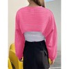 Womens Extra Cropped Pullover Sweater Waffle Knit Sweater Crew Neck Sweater Knit Crochet See Through Knit Top Cover Ups - 2 of 4