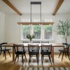 LLHZSY 3-Light Farmhouse Rustic Wood Linear Chandelier 47 1/5"  Rectangular Kitchen Island Pendant Fixture with Integrated LED - 3 of 4