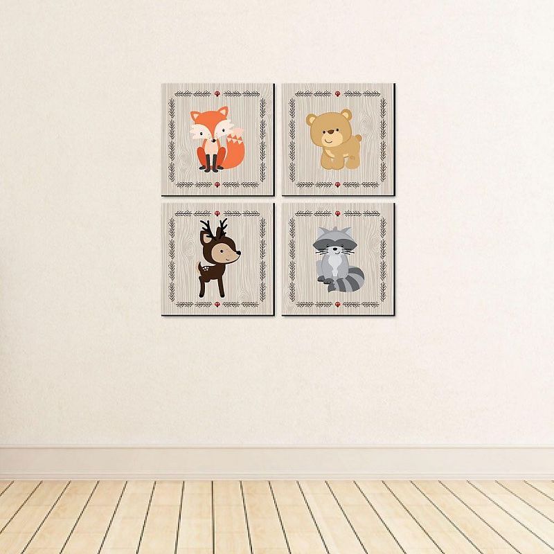 Big Dot of Happiness Woodland Creatures - Kids Room, Nursery Decor and Home Decor - 11 x 11 inches Nursery Wall Art - Set of 4 Prints for baby's room, 3 of 8