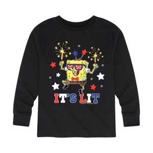 Boys' - SpongeBob SquarePants - It's Lit Long Sleeve Graphic T-Shirt - 1 of 4