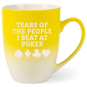 100 North Playing Card 10 Ounce Yellow and White Two Toned Ombre, Comfortably Fits Your Hands, Ceramic Tea Coffee Cup Mug, TEARS OF THE PEOPLE I BEAT - 1 of 1