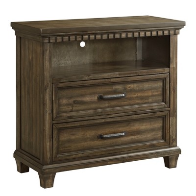 Johnny 2 Drawer Media Chest with Media Compartment Smokey Walnut - Picket House Furnishings