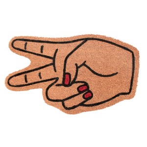 RugSmith Light Brown Machine Tufted Peace Sign Coir Doormat - 1 of 4