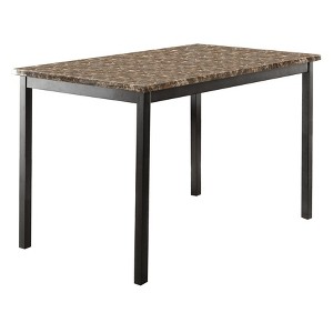 NicBex Dining Table Transitional Simple Style Brown Faux Marble Table Top Black Metal Finish Frame for Dining Room - 1 of 4