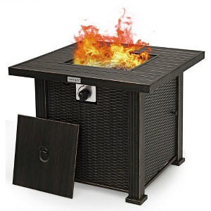 Costway 30" Gas Fire Pit Table 50,000 BTU Square Propane Fire Pit Table W/ Cover - 1 of 4