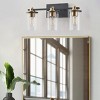 Modern 3-Light Vanity Light, Black and Gold Bathroom Fixture, Up/Down Clear Glass Wall Sconce, Over Mirror Lighting - 3 of 4