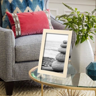 Ivory Epoxy Resin 4x6 Picture Frame with Silver Trim