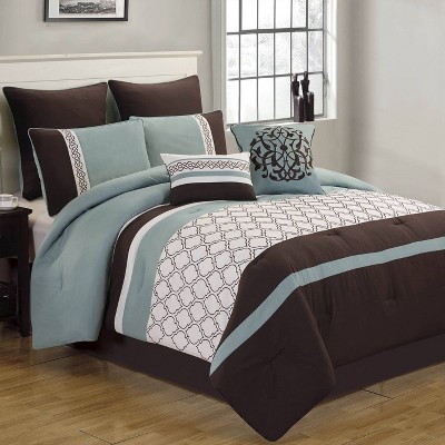 Queen 8pc Tolbert Comforter Set Blue - Riverbrook Home