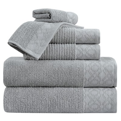 Market & Place Turkish Cotton Luxury 6-Piece Bath Towel Set White/Blue