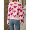 Coolmee Women's Cute Heart Sweater Love Print Valentine Romantic Knitted Top Casual Crewneck Long Sleeve Sweaters Pullover - 2 of 4