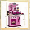 Infurnic Play Food and Toy Kitchens, Toy Kitchen with Lights Sounds, 33 Accessories, Storage, Playset for Toddler 3-6 Years, Pink, 20.90"*8.70"*27.20" - 3 of 4