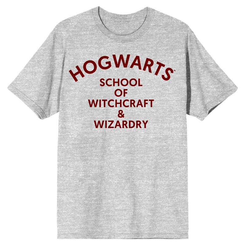 Harry Potter Hogwarts Simple Text Men's Athletic Heather T-shirt, 1 of 4