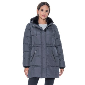 Women's 3/4 Puffer Coat with Cozy Faux Fur - S.E.B. By Sebby - 1 of 4