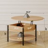 WOWLIVE 36"W Lift Top Coffee Table with Storage, Round Wood Cocktail Table for Living Room, CT003 - 3 of 4