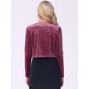 INSPIRE CHIC Women's Cocktail Party Open Front Long Sleeve Cropped Velvet Shrug Cardigan - 4 of 4