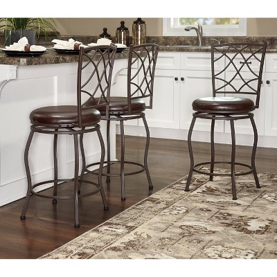 Casey Trio Brown Faux Leather Adjustable Swivel Stools