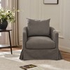KINWELL 32" Wide Down Fill Upholstered Slipcovered Swivel Barrel Accent Armchair - 2 of 4