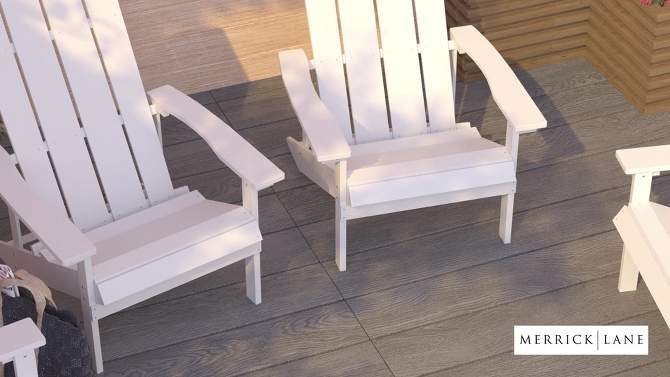 Merrick Lane Set of 4 All-Weather Poly Resin Wood Adirondack Chairs in White, 2 of 16, play video