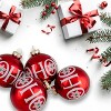 Northlight Set of 4 Red Ho Ho Ho Glass Ball Christmas Ornaments 3.25-Inch (80mm) - 3 of 4