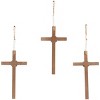 Set of 3 Wood Biblical Carved Beaded Crosses Wall Decors with Rope Hanger Light Brown - Olivia & May - 3 of 4