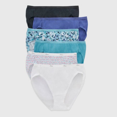 Hanes Women's 6pk Hi-Cut Underwear PP43WB - Blue/Purple/White 9