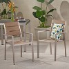 GDFStudio Crested Bay Outdoor Aluminum and Faux Wood Dining Chairs (Set of 2) - 2 of 4