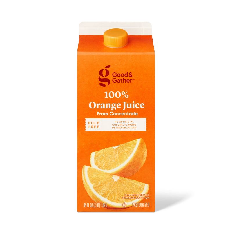 Pulp Free 100% Orange Juice From Concentrate - 64 fl oz - Good &#38; Gather&#8482;, 1 of 5