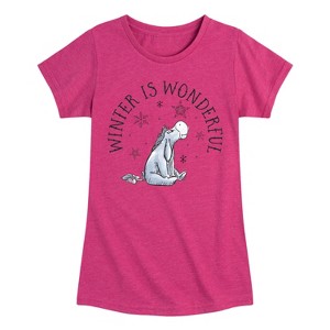 Girls' - Winnie the Pooh - Eeyore Winter is Wonderful Christmas Fitted Short Sleeve Graphic T-Shirt - 1 of 4