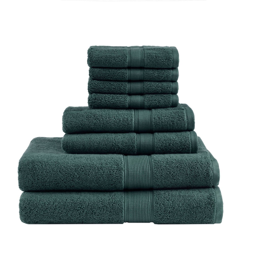 Photos - Towel 8pc Cotton Bath  Set Dark Green
