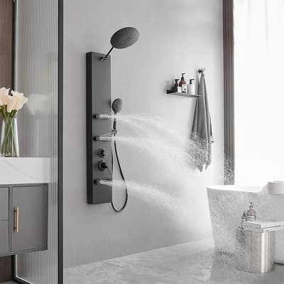 Matte Black 60.55'' Shower Panel with Adjustable Head and Jets