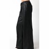 Women's Faux leather wide leg pants - OLIVACEOUS - 2 of 4