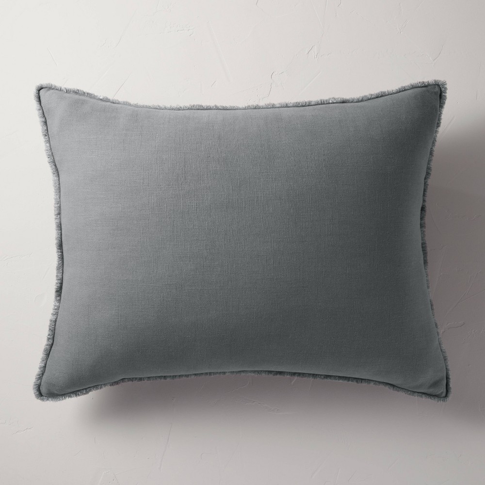 King Euro Heavyweight Linen Blend Throw Pillow Dark Gray - Casaluna™