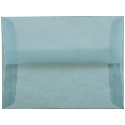 JAM Paper A2 Translucent Vellum Invitation Envelopes 4.375 x 5.75 Ocean Blue PACV602I