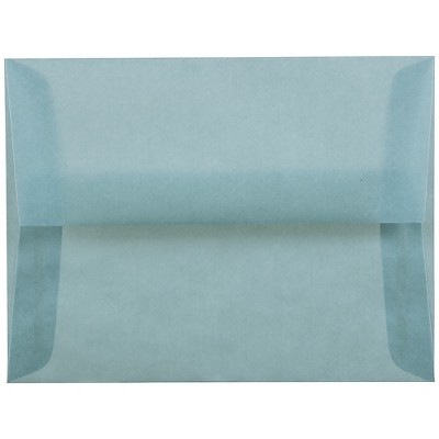 JAM Paper A2 Translucent Vellum Invitation Envelopes 4.375 x 5.75 Ocean Blue PACV602I