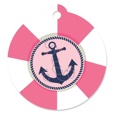 Big Dot of Happiness Ahoy - Nautical Girl - Baby Shower or Birthday Party Favor Gift Tags (Set of 20)