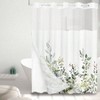 Liner Green Eucalyptus Leaves Shower Curtain, 72x72 Inch, Waterproof, See - Through Top, Hotel Luxury Double Layer - 3 of 4