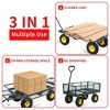 Garden Cart with Wheels, 880 lb All-Steel Utility Wagon, Multi-Functional Flatbed with Removable Mesh Sides & Swiveling Handle, Ideal for Outdoor - 3 of 4