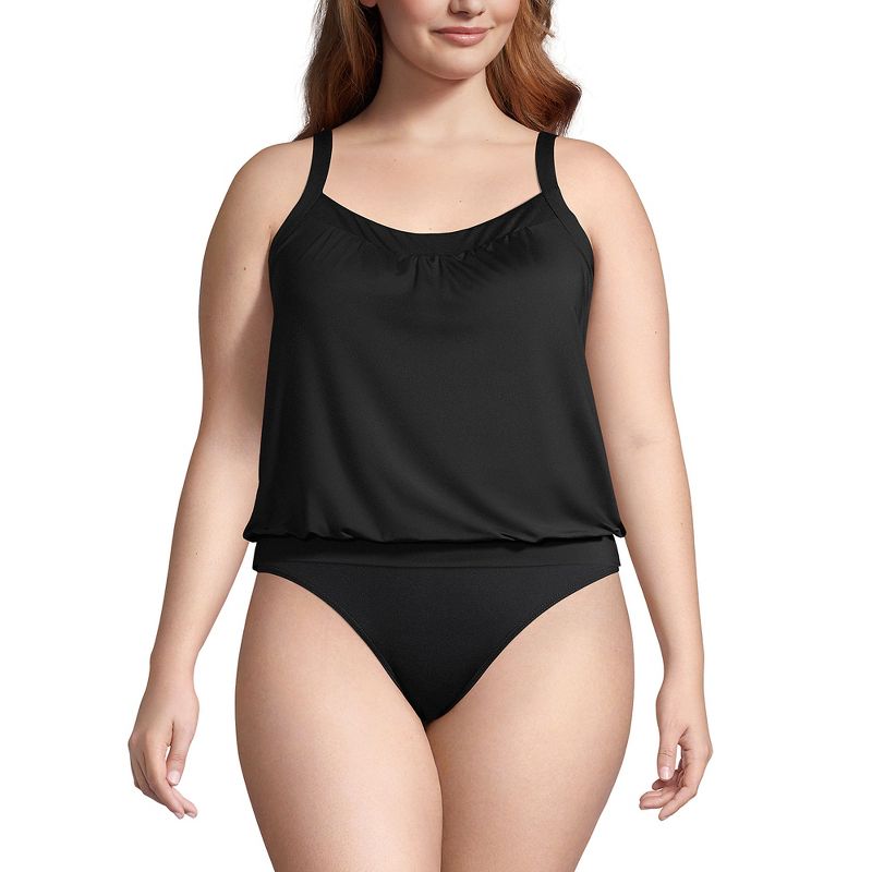 Lands' End Women's Blouson Tummy Hiding Tankini Top Swimsuit Adjustable Straps, 1 of 5