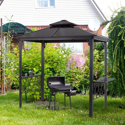 Outsunny 9' x 5' Black Hardtop BBQ Grill Gazebo