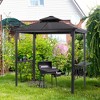 Outsunny 9' x 5' Grill Gazebo Hardtop BBQ Canopy with 2-Tier, Shelves Serving Tables for Backyard Patio Lawn - 2 of 4