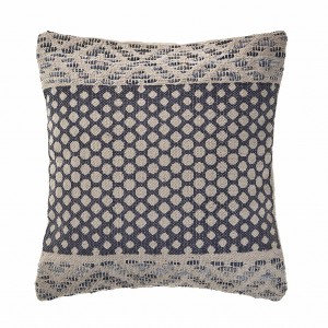 HomeRoots 20" X 20" Denim Blue And Ivory 100% Cotton Chevron Zippered Pillow - 1 of 4